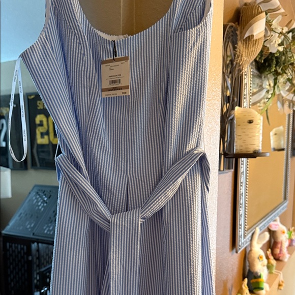 Anne Klein Blue Lily and Bright White Striped Dress - Picture 4 of 5